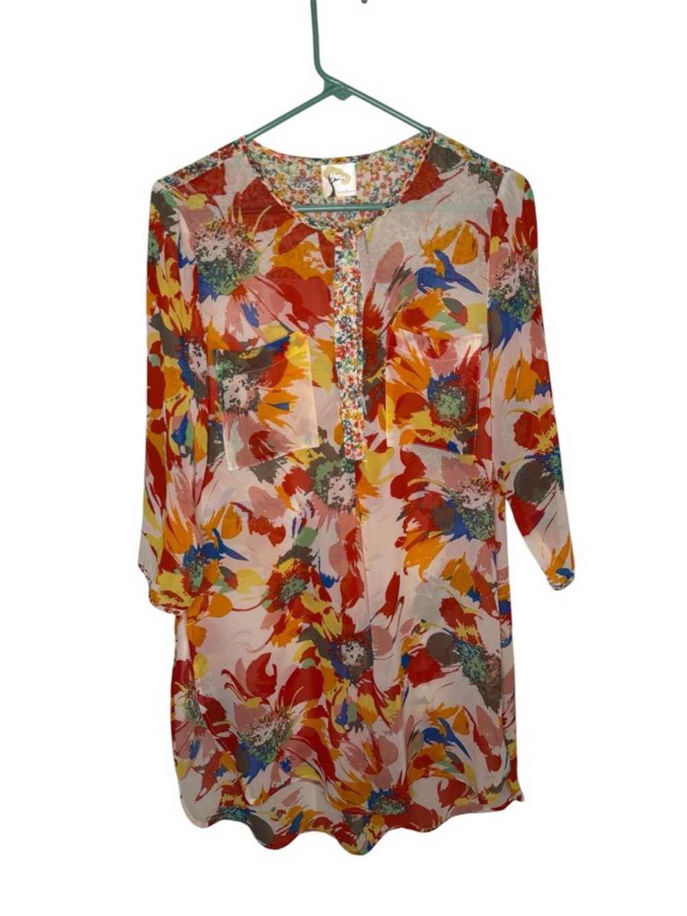 Fig & Flower Abstract Floral Tunic Blouse Mixed Print Medium